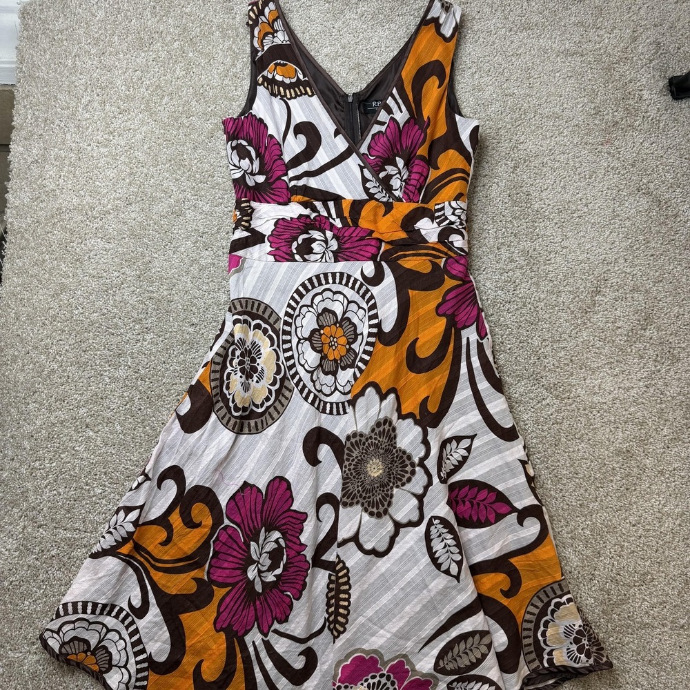 Y2K RB Collection Dress Womens 10 Multicolor V Neck Fit & Flare Floral Sundress